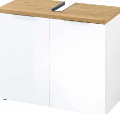 Waschbeckenunterschrank braunweiß^ Badmöbel