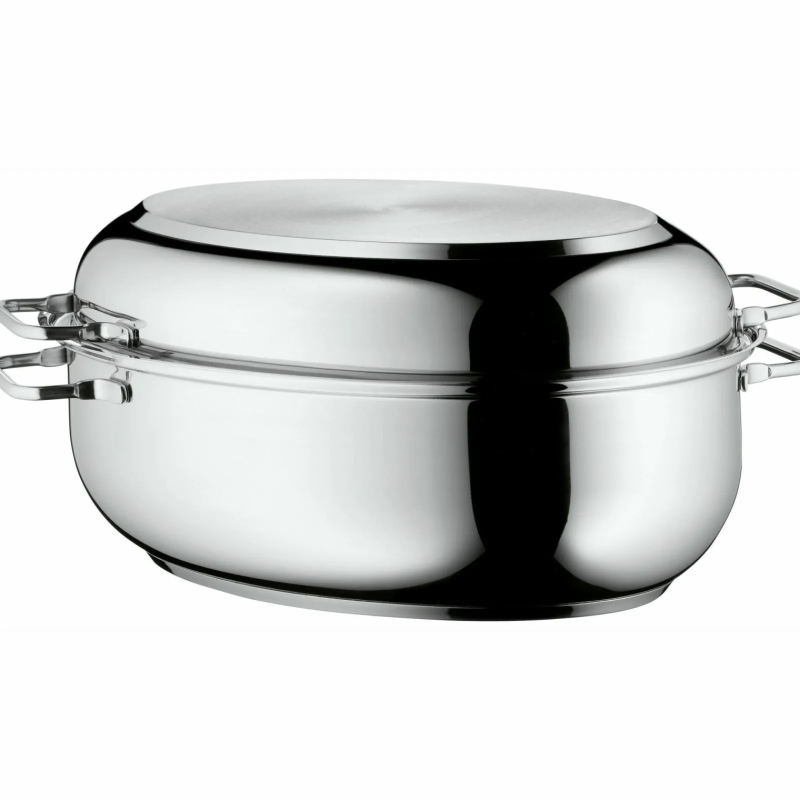 Bräter & Schmortöpfe>WMF Extrabräter mit Metalldeckel silberfarben