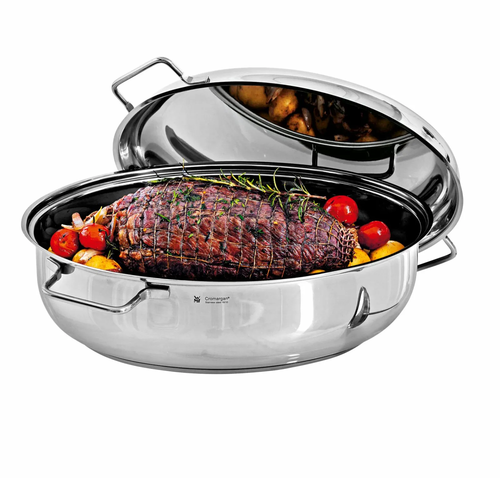 Bräter & Schmortöpfe>WMF Extrabräter mit Metalldeckel silberfarben
