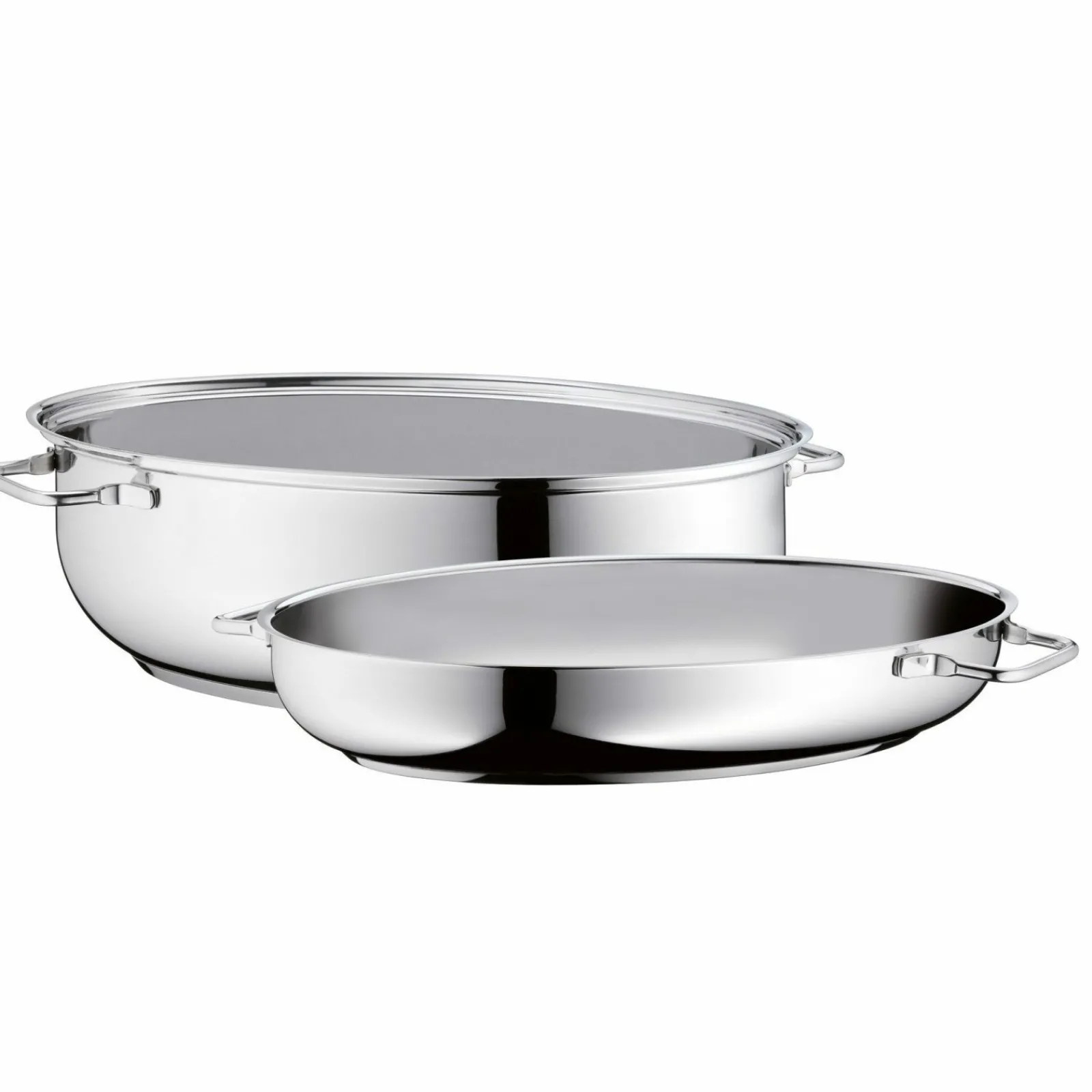 Bräter & Schmortöpfe>WMF Extrabräter mit Metalldeckel silberfarben