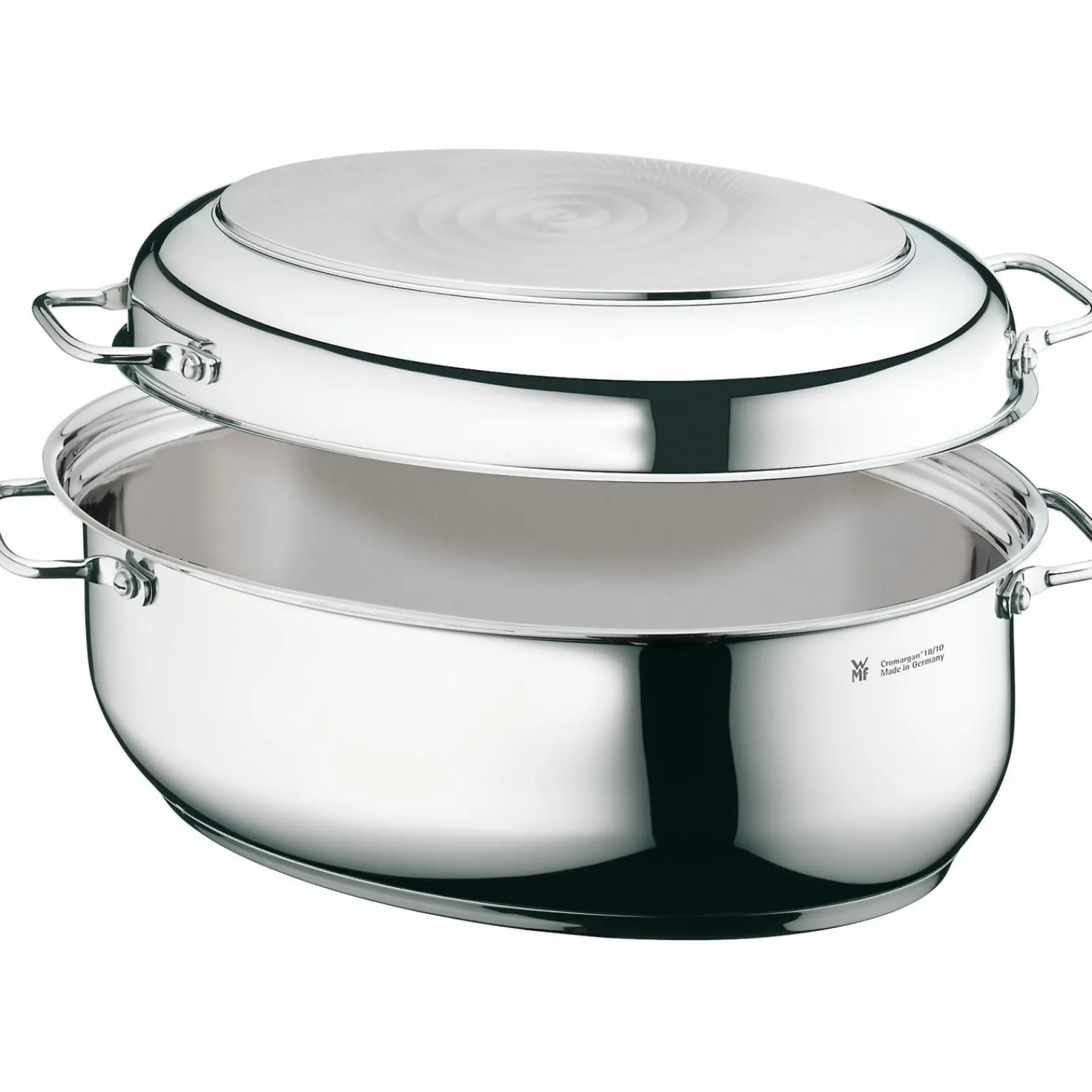 Bräter & Schmortöpfe>WMF Extrabräter mit Metalldeckel silberfarben
