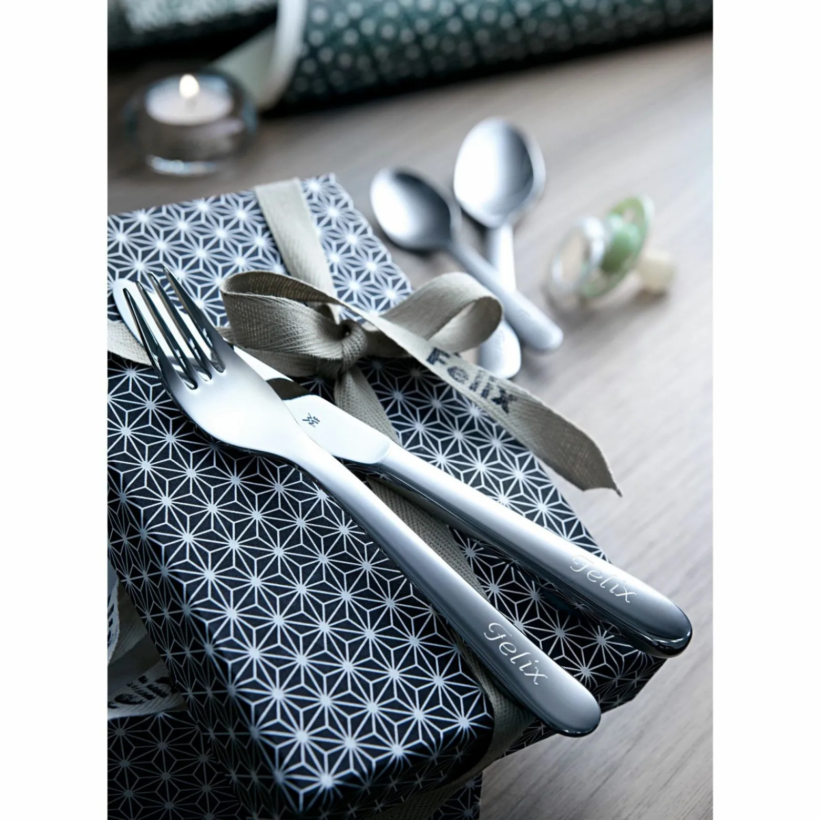 Kinderbestecke>WMF Gravurbesteckset 4tlg silberfarben