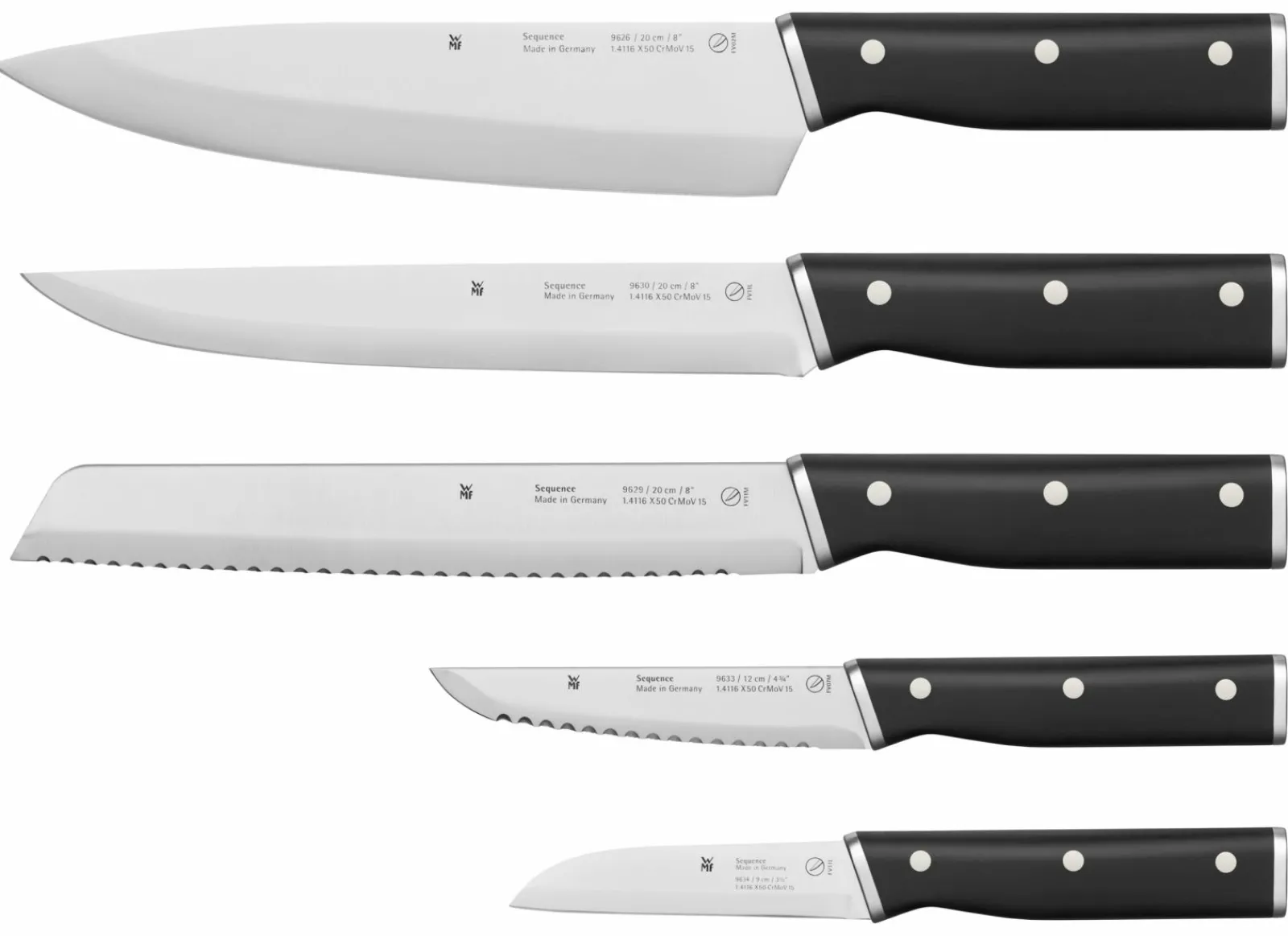 WMF Messerset 5tlg schwarzsilberfarben^ Küchenmesser
